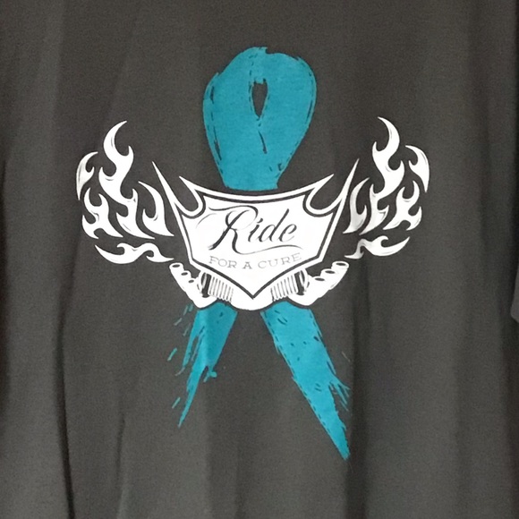 C PORT & CO unisex “Ride For A Cure” tee sz L gray,    looks new - Picture 2 of 7